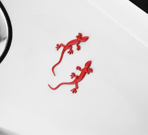 Image of 2 Pcs 3D Spiders Chrome Emblems Badges Sticker Car Decorations for AirPods Ma Decoration for All Universal Car Vehicle, Truck, Motorcycle, RV, Scooter, SUV, Door, Window Spider (2 Pcs Gecko-Red)