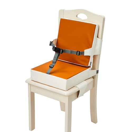 Bxzzuis食事 クッション お子様用クッション こどもお食事座布団 背もたれ付き 取り外し可能 ダイニング チェア 防水 柔軟 快適 お手入れ簡単 ポータブル キッズチェアクッション (ダークオレンジ)
