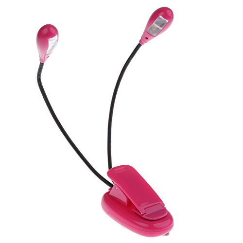 Preisvergleich Produktbild MagiDeal LED Doppelkopf 4 LEDs Buchlampen, USB wiederaufladbar LED Klemmlleuchte Schreibtischlampe, Notenpultleuchten, Leuchte für Notenständer, kinderbeleuchte - rot
