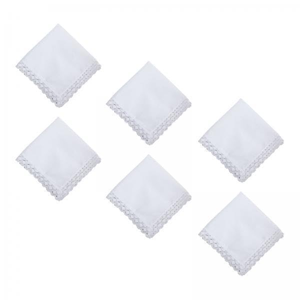 merishopp 2x6Pcs Blank White Lace Handkerchiefs White Hankies for Dyeing Crafts Handmade-picture-40
