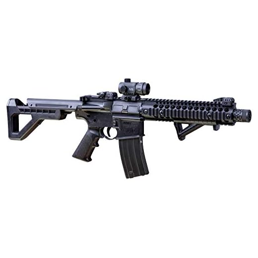 DPMS Full Auto SBR CO2-Powered BB Air Rifle with Dual Action Capability And Red Dot Sight, Black/Scope, DSBRX