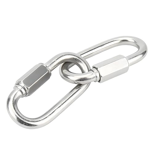 Lot de 2 anneaux de verrouillage en acier inoxydable 304, chaîne à vis robuste, charge maximale de 1,2 tonne, verrouillage à mousqueton, pour grande connexion de chaîne, hamac suspendu, randonnée