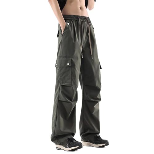 Men's Pants Summer Loose Straight-Leg American Casual Multi-Pocket White Workwear for Men4