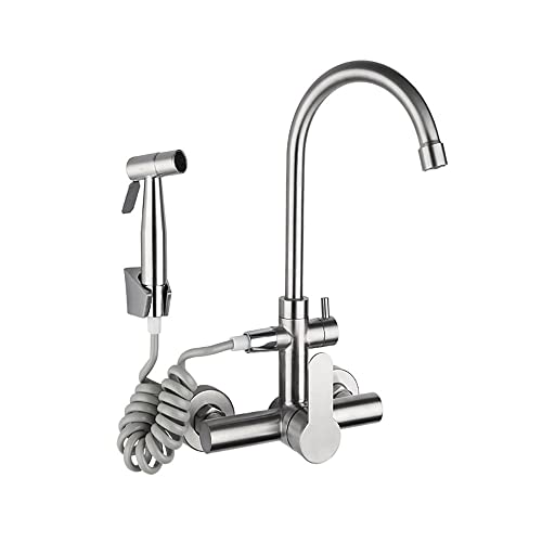 Homelava Grifo De Cocina Para Pared Con Pistola Y Montaje En Acero Inoxidable 304, Caño Giratorio 360 , Agua Fría Y Caliente Homelava Grifo De Cocina Para Pared Con Pistola Y Montaje En Acero Inoxidable 304, Caño Giratorio 360 , Agua Fría Y Caliente