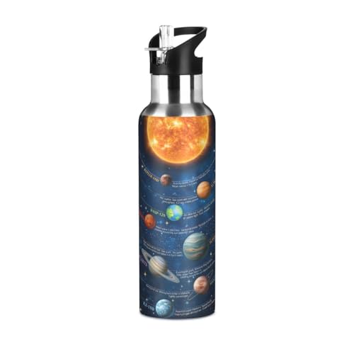 Space Water Bottle with Straw Lid 20 Oz Insulated Stainless Steel Flask