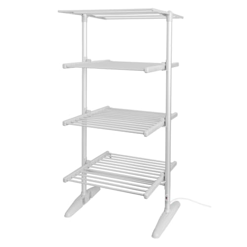 Image of PIFCO 4-Tier Heated Clothes Airer, 300W, 36 Heating Tubes, 30kg Capacity, Foldable with Cover