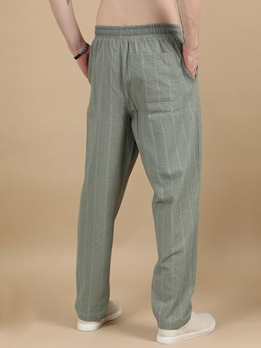 Image of StitchX Men's Airport Look Textured Seersucker Cotton Jogger Trousers S-4XL