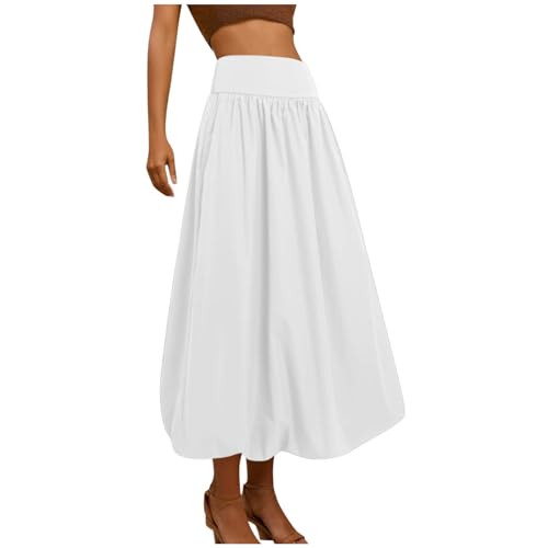 Jupe longue bouffante femme à taille élastique et volants chic