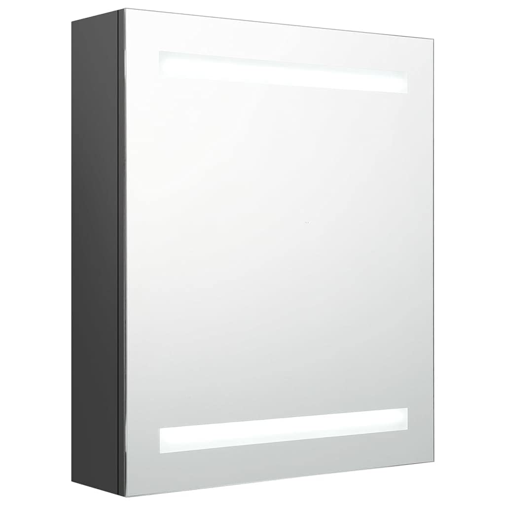 LED-Bad-Spiegelschrank Grau 50x14x60 cm, Wandmontage, mit 2 LED-Lichtleisten, 3 Ablagen, für Badezimmer, Kosmetik, Rasur