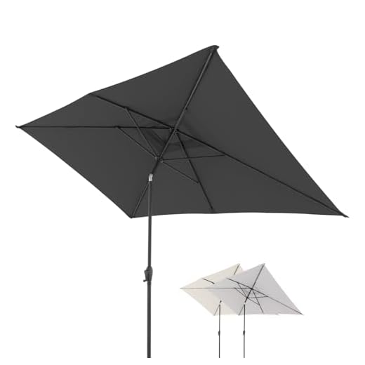 Doppler Sonnenschirm für den Garten Jack 300x200cm in Dunkelgrau - Rechteckiger Sonnenschirm für Balkon & Terrasse - Schirm knickbar - Großer Balkonsonnenschirm - Kippbarer Kurbelschirm