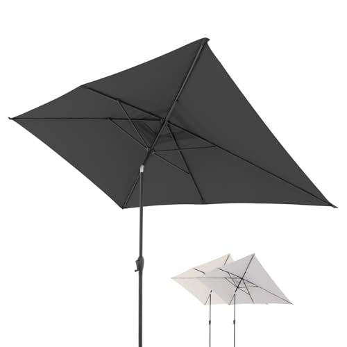 Doppler Sonnenschirm für den Garten Jack 300x200cm in Dunkelgrau - Rechteckiger Sonnenschirm für Balkon & Terrasse - Schirm knickbar - Großer Balkonsonnenschirm - Kippbarer Kurbelschirm