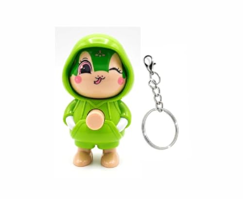 Image of Priyana Face Changing Cartoon Keychain with 3 Expressions, 3D Cute Character Action Figure Key Holder with Metal Ring & Clip for Bags, Backpacks, Car Keys, Kids & Adults, Green