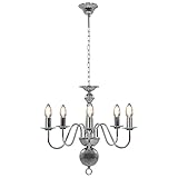 Matériau : métal Tomostar Lustre Industriel, Lustre Salon Vintage Chandelier à Bougie Argenté 5 ampoules E14