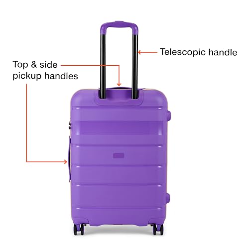 Image of Nasher Miles Jupiter Hard-Sided Polypropylene Check-in Luggage 24 inch | 65cm | 8 Wheels Medium Trolley Bag for Travel | Suitcase (Purple)