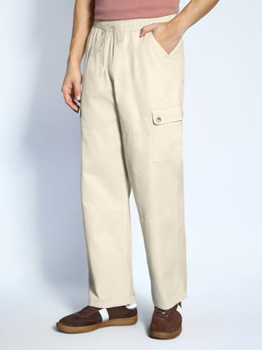 Image of Urbano Fashion Men's Loose Baggy Fit Cargo Jogger Chino Pant with 6 Pockets Stretchable