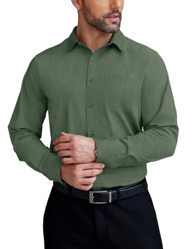 COOFANDY Mens Slim Fit Dress Shirt Business Casual Shirt Button Down Shirt with Pocket Army Green S : Clothing, Shoes & Jewelry