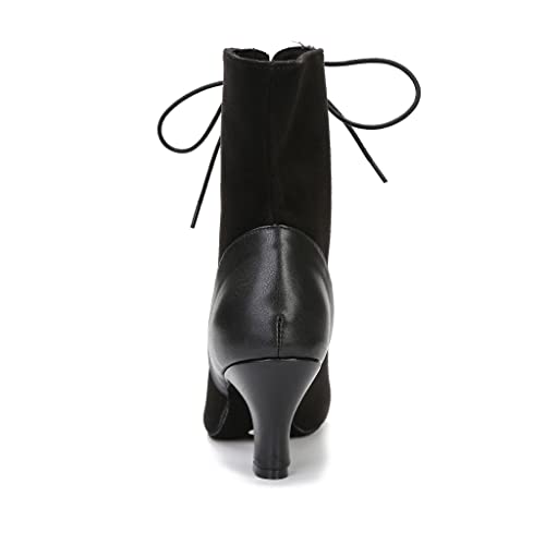 Women Suede Ballroom Dance Boots Latin Salsa Dress Shoes Practice Footwear 2.5inch 3.5inch Heels YT223