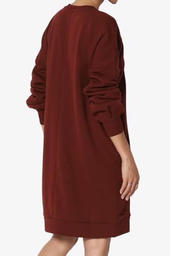 TheMogan Women's S~3X Casual Oversized Fleece Sweatshirts Loose Pullover Tunic Mini Dress4