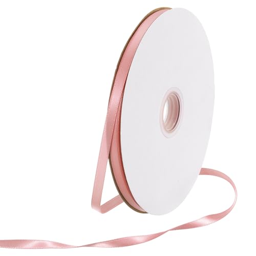Rebower 1/4 Inch 70 Yard Satin Ribbon Thick Double Face Grosgrain Silk Ribbon, [for Gift Wrapping, Hair Bows, Wedding, Cake, Flower] - Rose Pink