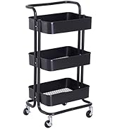 PALAKLOT 3 Tier Folding Kitchen Storage Trolley Rack with Caster Wheels ...