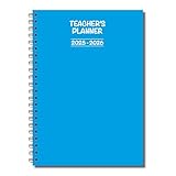 Cherry 2025-2026 Teacher's Planner | A5 Spiral Bound | Weekly Lesson Plans, Attendance, Grades & More | 120 Pages | Durable & Practicle Design | Blue Cover