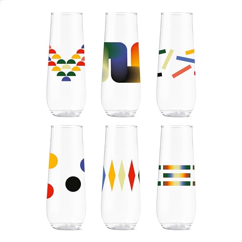 TOSSWARE POP 9oz Flute Extraordinary Together Series, SET OF 6, Premium Quality, Recyclable, Unbreakable & Crystal Clear Plastic Printed Glasses