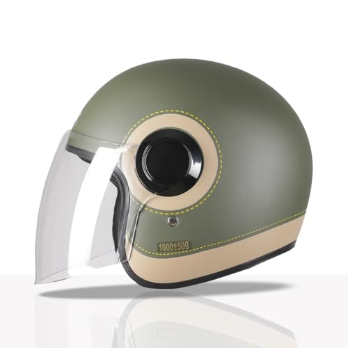 Image of TVS Silk Route Helmet for Men & Women | Vintage Open Face Helmet with Clear Visor | ISI & DOT Certified | ABS Shell | EPS Liner | Retro Stylish for City & Highway Riding