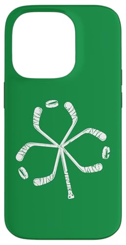 Carcasa para iPhone 14 Pro St Patricks Day Hockey Shamrock Vintage Stick Saint Paddy's
