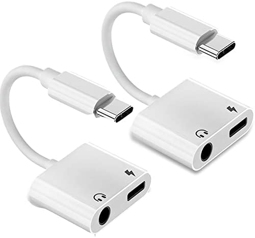 2-Pack USB-C to 3.5mm Headphone Adapter with 30W PD Fast Charging - Compatible with Samsung Galaxy S22/S21/S20 Ultra, Note10, Google Pixel 7/6/5/4/3, MacBook, iPad Pro & More