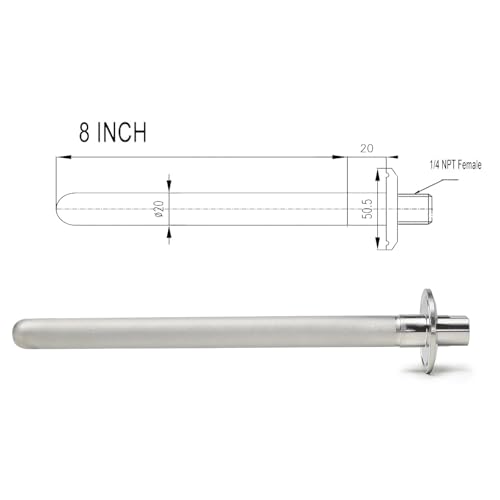 Image of Stainless Steel 1.5 inch Tri-Clamp Ferrule Diffusion Stone,1.5 Inch Tri Clamp Carbonation 2 Micron Aeration Stone,Male Connect 1 /4 inch NPT CO2 inlet,8 inch Length for Brew Aeration Equipment