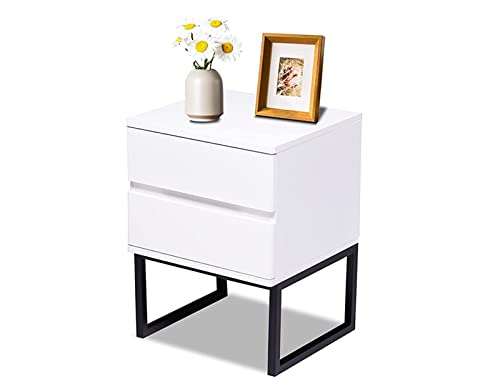 Table de chevet blanche avec tiroirs, 2 couches, petite table d'appoint pour chambre à coucher, salon, lampe, téléphone portable et rangement de vêtements chaussettes Cover