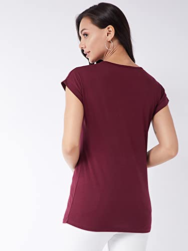 Image of Modeve Women Printed Cotton Blend Half Sleeve Round Neck T-Shirt for Summer