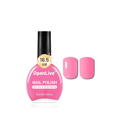 OpenLive 16.5ml Rose Pink Nail Polish Large Volume Quick Drying Nail Polish Fast Drying and Long Lasting Color Nail Art DIY Home Manicure Gift for Women