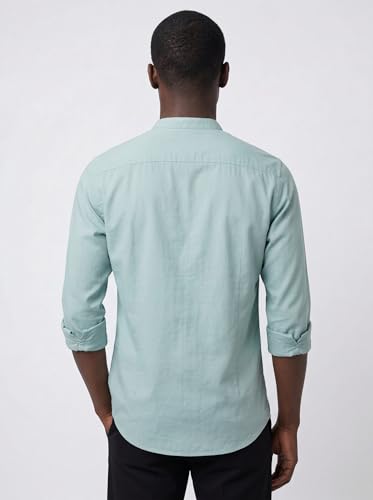 Image of Amazon Brand - INKAST Men's Cotton Blend Plain Solid Casual Shirt | Mandarin Collar | Full Sleeves | Regular Straight Fit | Office & Daily Casual Wear