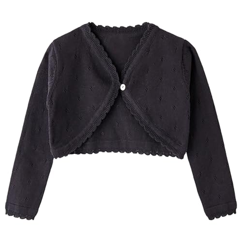 Girls Sweaters Knitted Long Sleeve Shrug Cute V Neck Cropped Cardigan Button up Ruffle Bolero Shrugs Kids Clothes