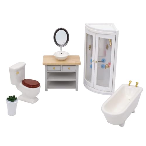 iLAND Dollhouse Furniture and Accessories 1/12 Scale of Dollhouse Bathroom