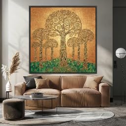 Tableau artistique Arbre de Vie doré, toile premium de luxe