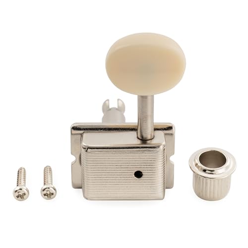 Image of Musiclily Pro R15J-26 Lefty Vintage 6 inline 15:1 Split Shaft Tuners Nickel