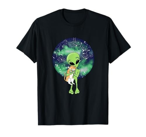 Alien and the Cat by Silvana Arias T-Shirt