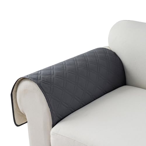 Image of Genina Sofa Armrest Cover, Anti-Slip Armchair Slipcovers for Dogs Cats Pet, Water Resistant Couch Arm Cover for Backrest Recliner Loveseat, L Shaped Sofa, 23.6 x 27.5 Inches(2 Pieces)