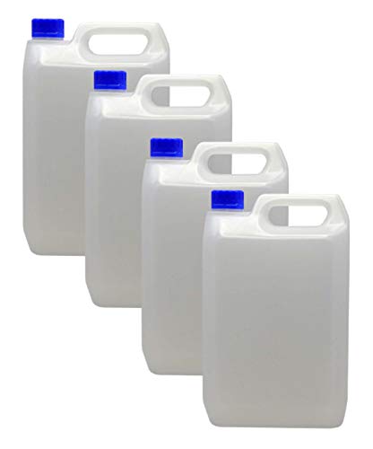 Trade Chemicals HDPE Jerry 5L 4 Pack with Optional Lids (Blue)