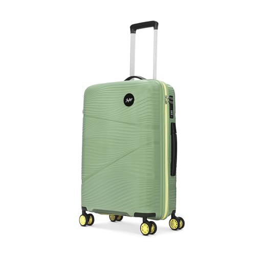 Image of Skybags Swirl Check-in Trolley Bag 65cm | Medium Hard Luggage | 8 Wheels Suitcase for Travel | 3-Digit Combination Lock with Anti-Theft Zipper | Polypropylene | 3 Years Warranty - Unisex (Green)