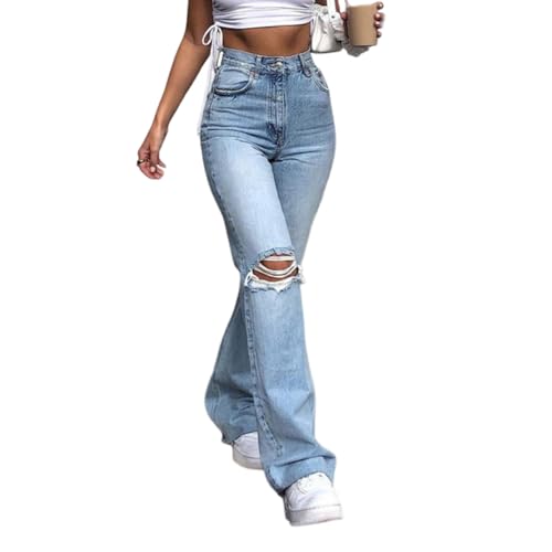 Ripped Jeans for Women High Waisted Distressed Baggy Straight Wide Leg Pants Ankle Flare Denim Pants2