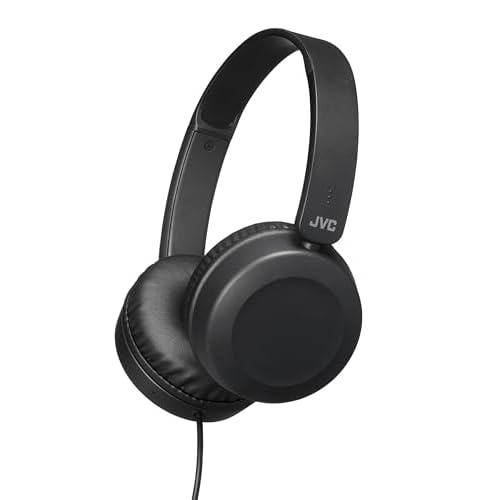 JVC Auriculares HA-S31M con Cable, Microfono y Diadema Acolchada | Diseño Plegable y Giratorio | Alta Respuesta de frequencia Entre 10-26000 Hz | Cascos de Color Negro | Diseño Ligero