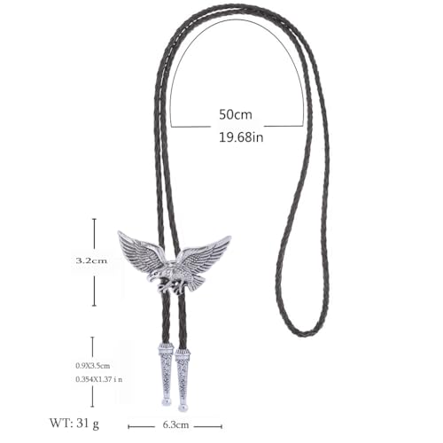 Image of Btilasif Bolo Tie for Men Western Cowboy American Eagle Bolo Tie Leather Necktie Necklace Costume Accessories,silver