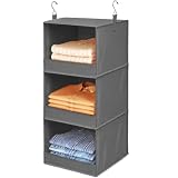 Lifewit 3 fächer Hängeregal Stoff, kleiderschrank Organizer hängend, Grau