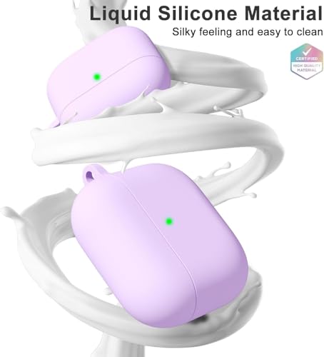 Image of Meyaar for Apple AirPods Pro 3 Case Cover with Keychain, Soft Skin Silicone Case Cover, Full Protective Case Cover Compatible with AirPods Pro (3rd Generation) Case 2025 (Lilac)