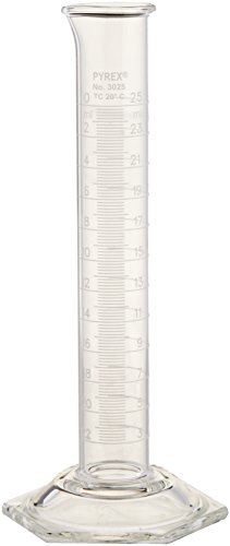 Probeta cilíndrica Pyrex 3025-25 graduada con volumen de 25 mL para mezcla de sustancias
