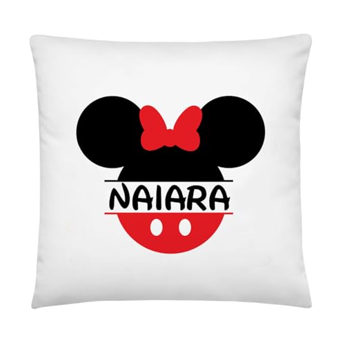 Kembilove Cojín Personalizado Infantil Ratoncita con Nombre | Almohada Decorativa Niños y Niñas | Regalo Original cumpleaños | Sorprende en la Vuelta al Cole y Actividades Extraescolares