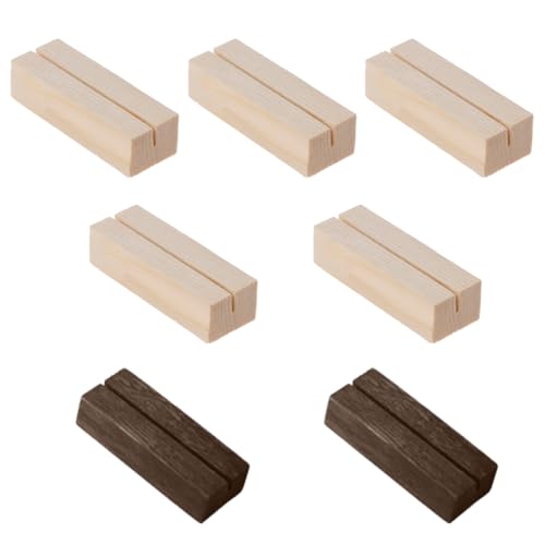 KXUSW Segnaposto Legno 7×*2,7×1,8 cm,7 Pezzi Base Legno Rettangolare,Porta Menu da Tavolo，Segnaposto Compleanno,Adatto per Feste di Fidanzamento, Matrimoni, Feste di Compleanno(2 Stili)